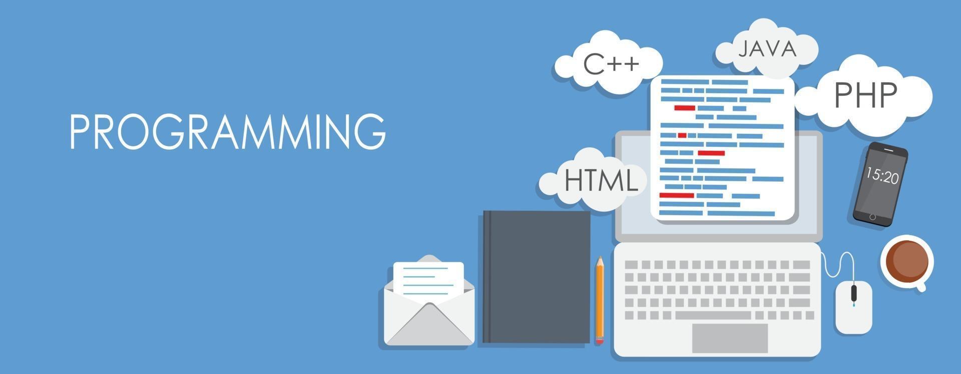 Programming Coding Flat Concept Vector Illustration