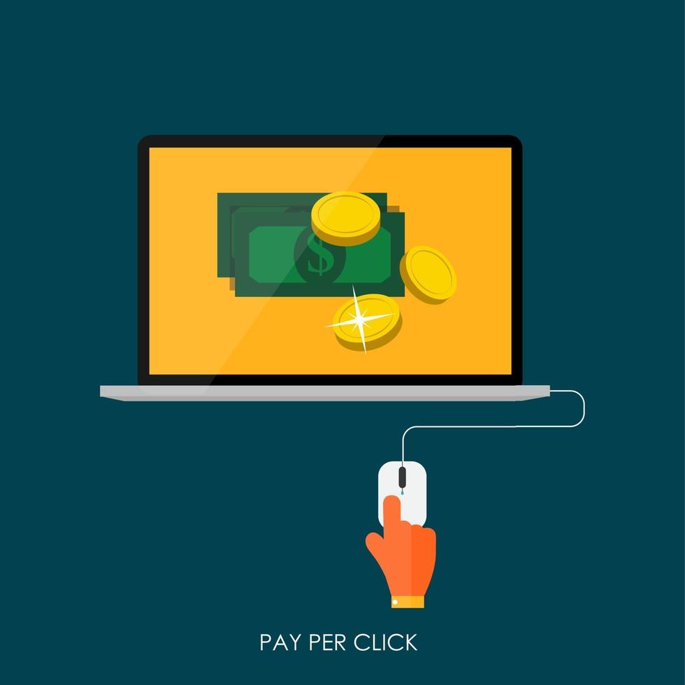 pago por clic concepto plano para marketing web. vector