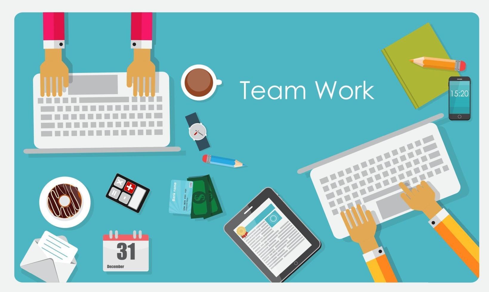 Team Work Flat Concept Vector Illustration