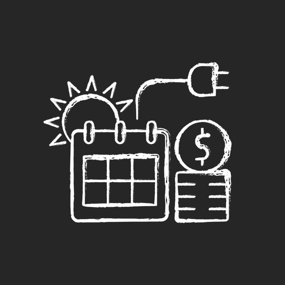 Energy pricing in summer chalk white icon on dark background vector