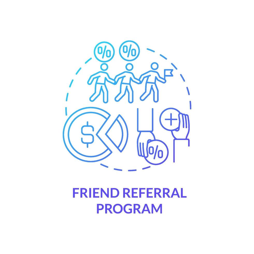 icono del concepto del programa de recomendación de amigos vector