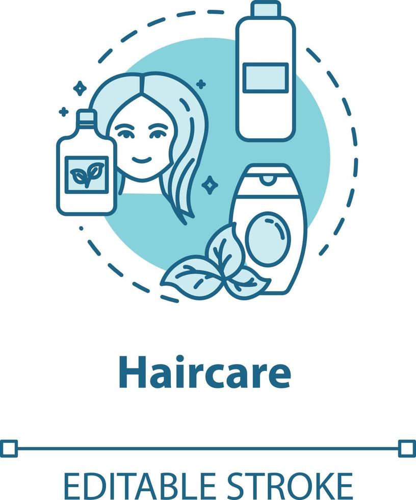 Haircare, natural cosmetic use, health and beauty concept icon vector