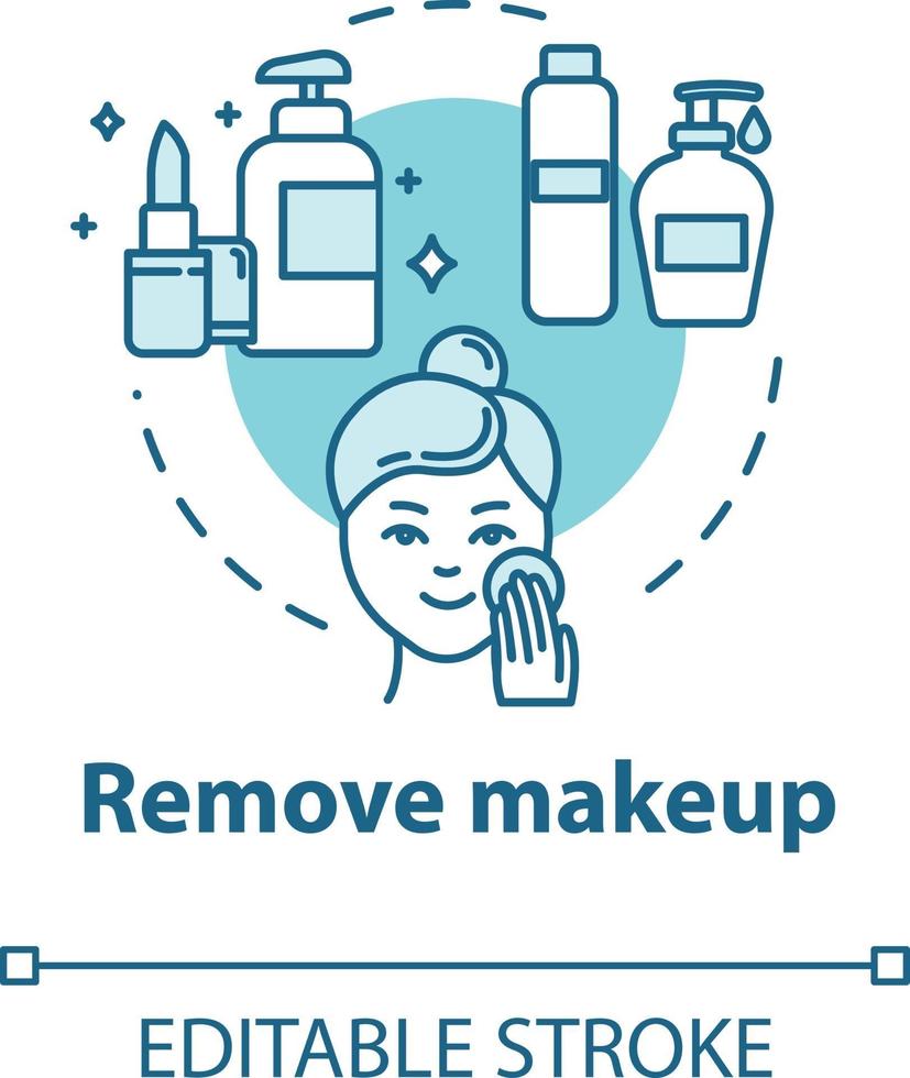 Quitar el maquillaje, la limpieza de la piel, el icono del concepto de procedimiento higiénico vector
