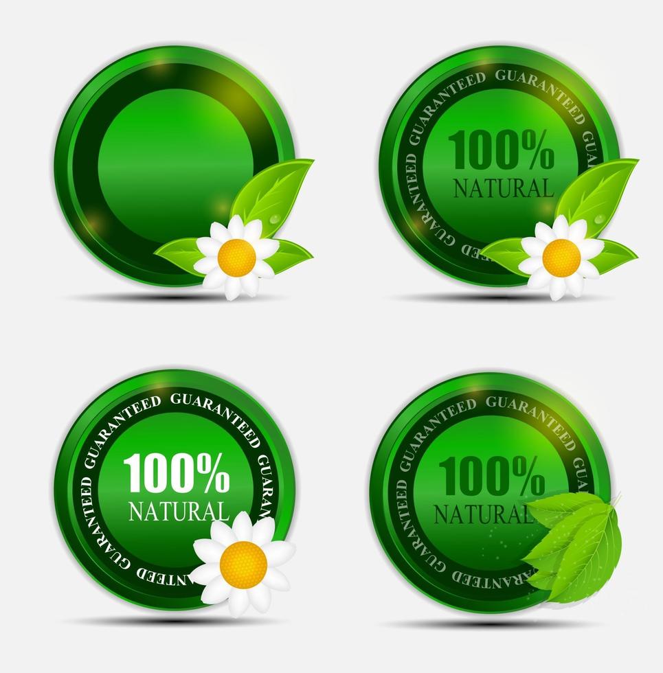 Natural Green Label Set. Vector Illustration