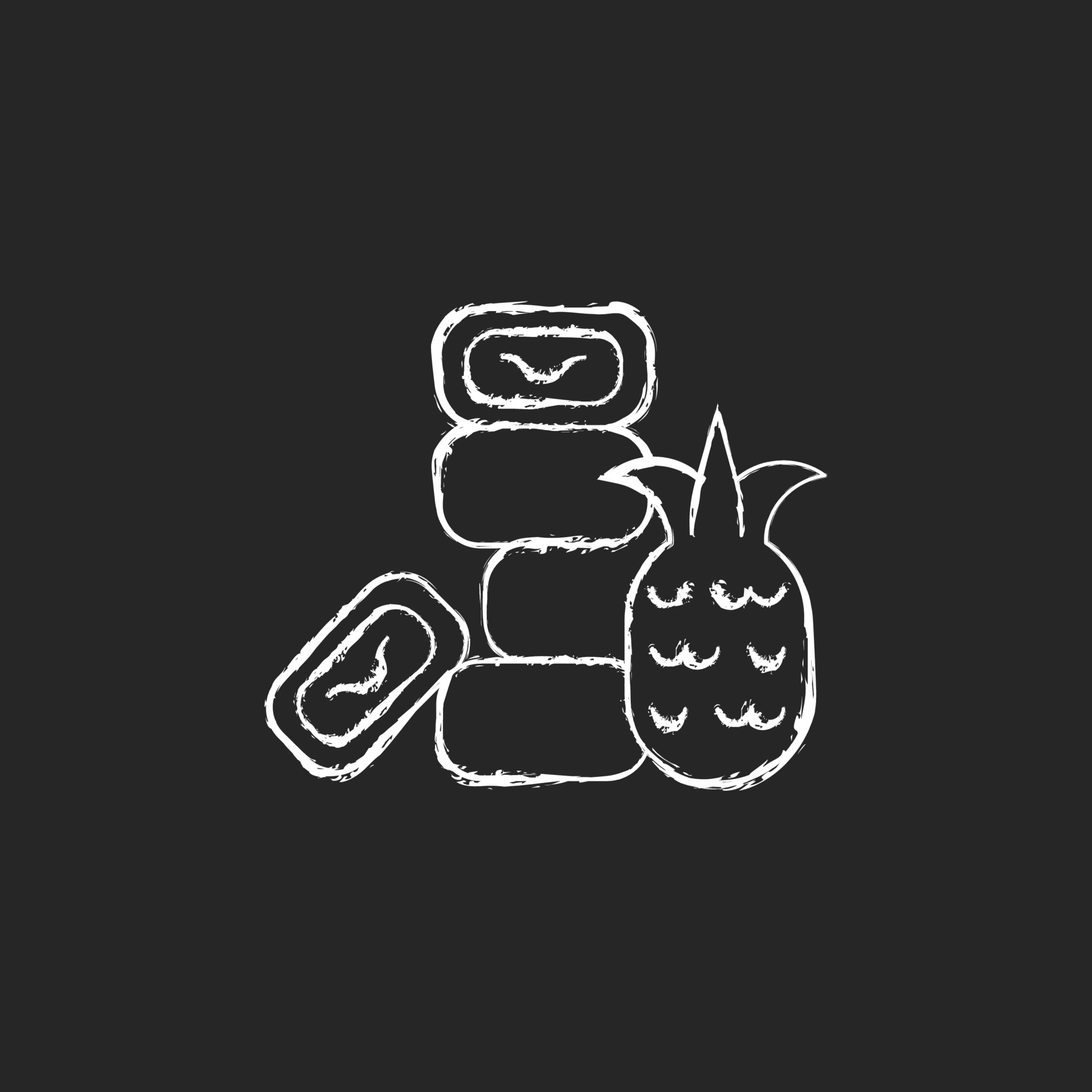 Pineapple cake chalk white icon on dark background. 3065654 Vector Art