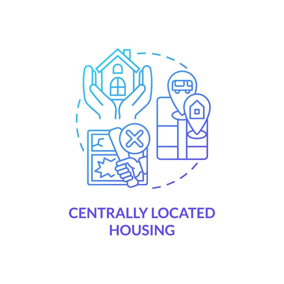 Centrally located housing concept icon vector