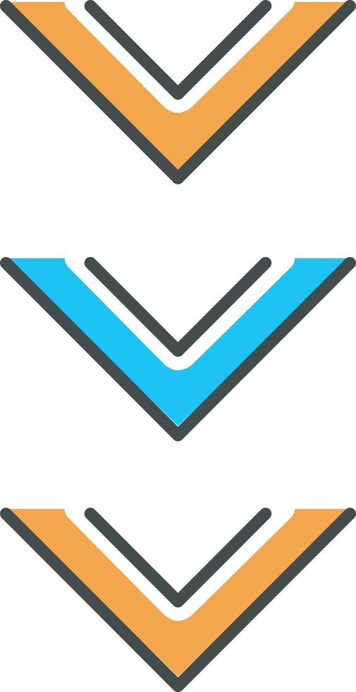 Scrolling down button blue and orange RGB color icon vector
