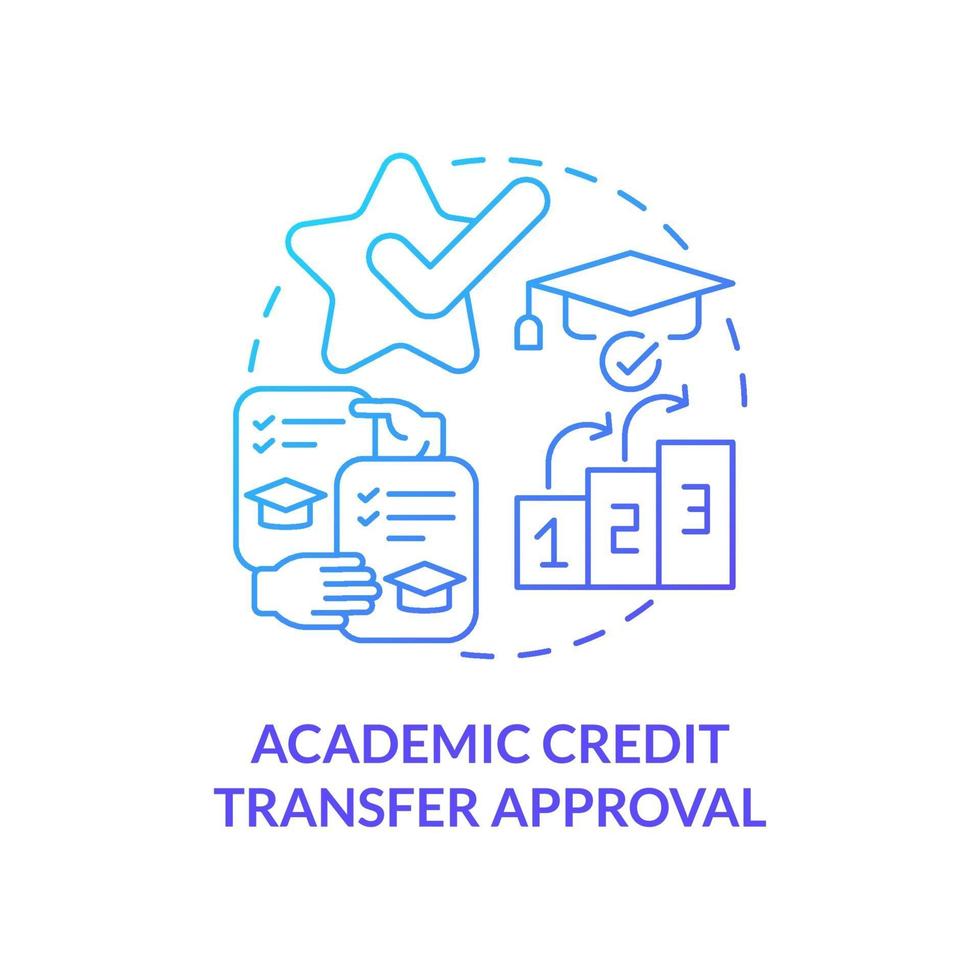 Academic credit transfer approval concept icon vector