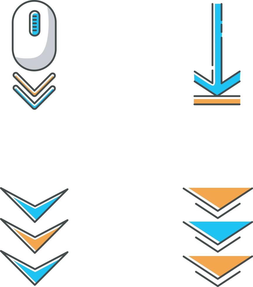 desplazamiento hacia abajo y cargando indicadores conjunto de iconos de color rgb vector