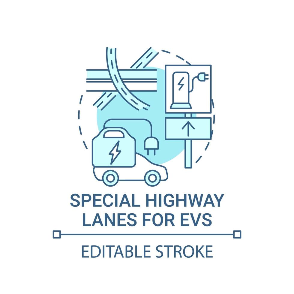 ev icono de concepto de carriles de autopista especiales. vector