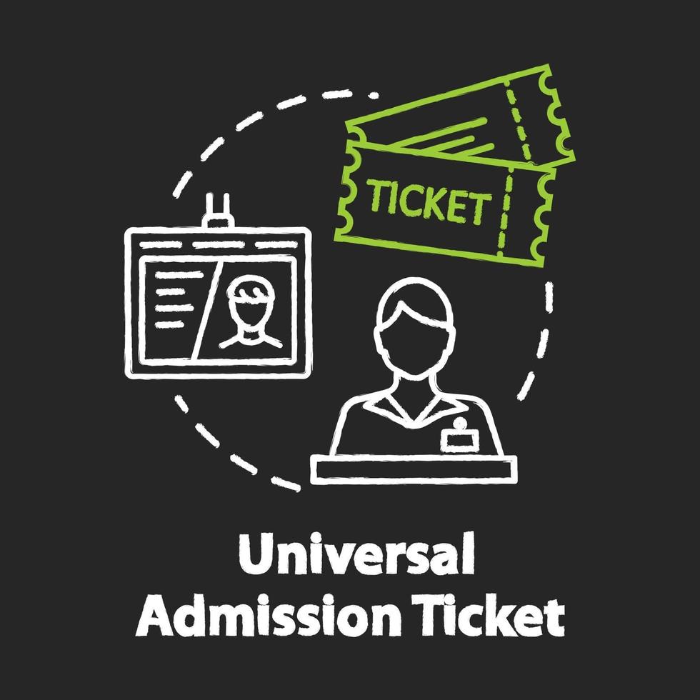 Universal admission ticket chalk RGB color concept icon vector