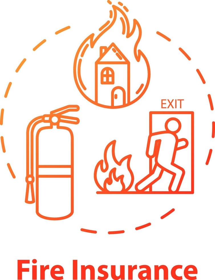 icono del concepto de seguro contra incendios vector