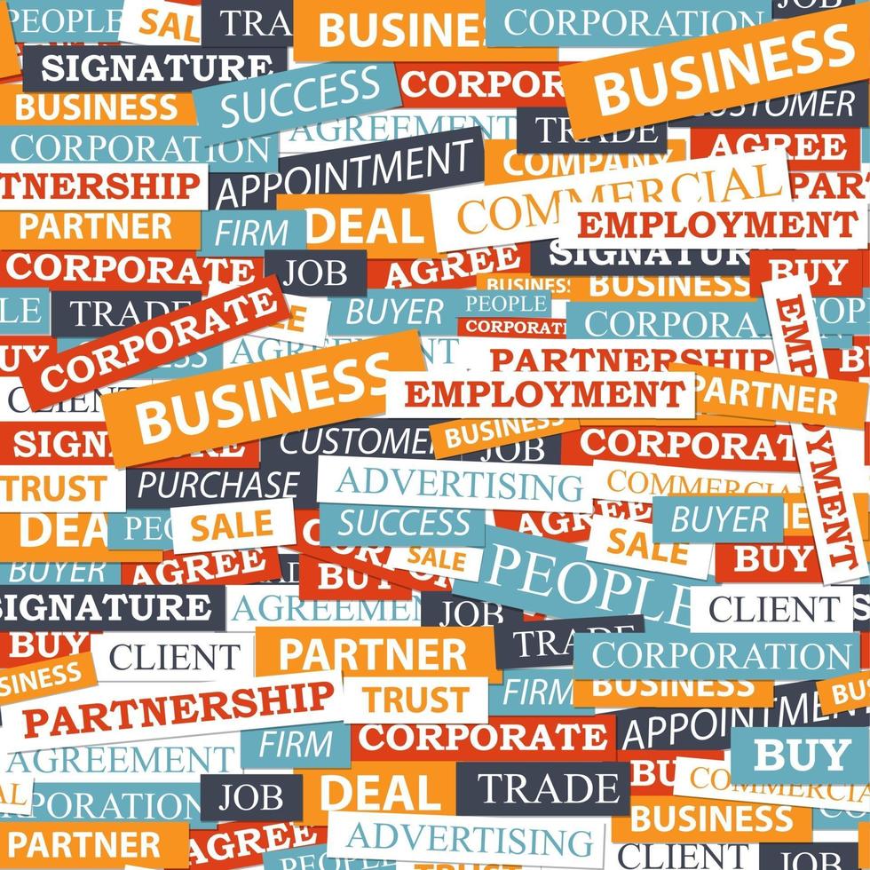 Seamless pattern, which is composed of words on business themes. vector