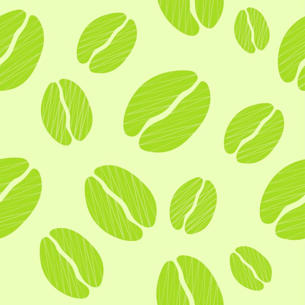 Green Coffee Seamless Pattern Vector Illustration Background