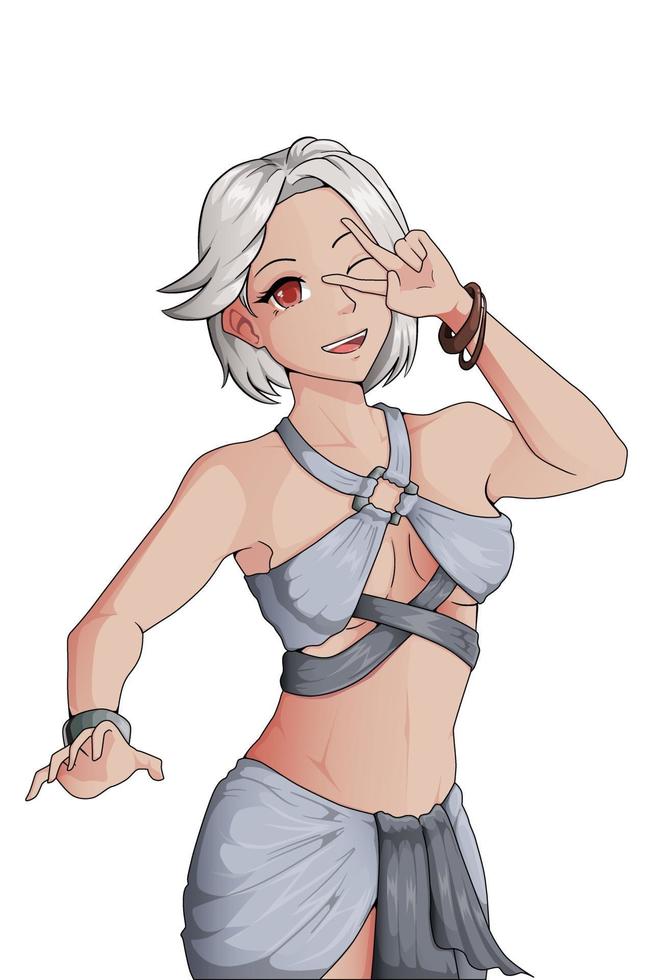 White hair girl wearing summer outfit vector