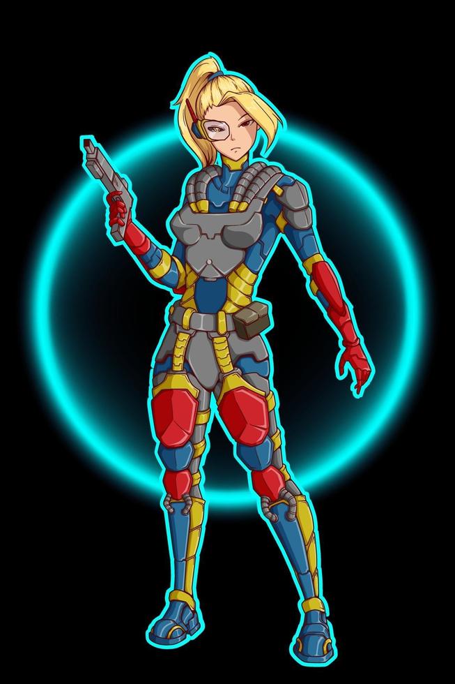 Armored police girl character design vector