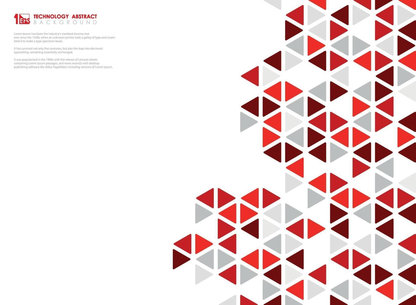 Abstract red cube of geometric hexagonal low pattern design. vector