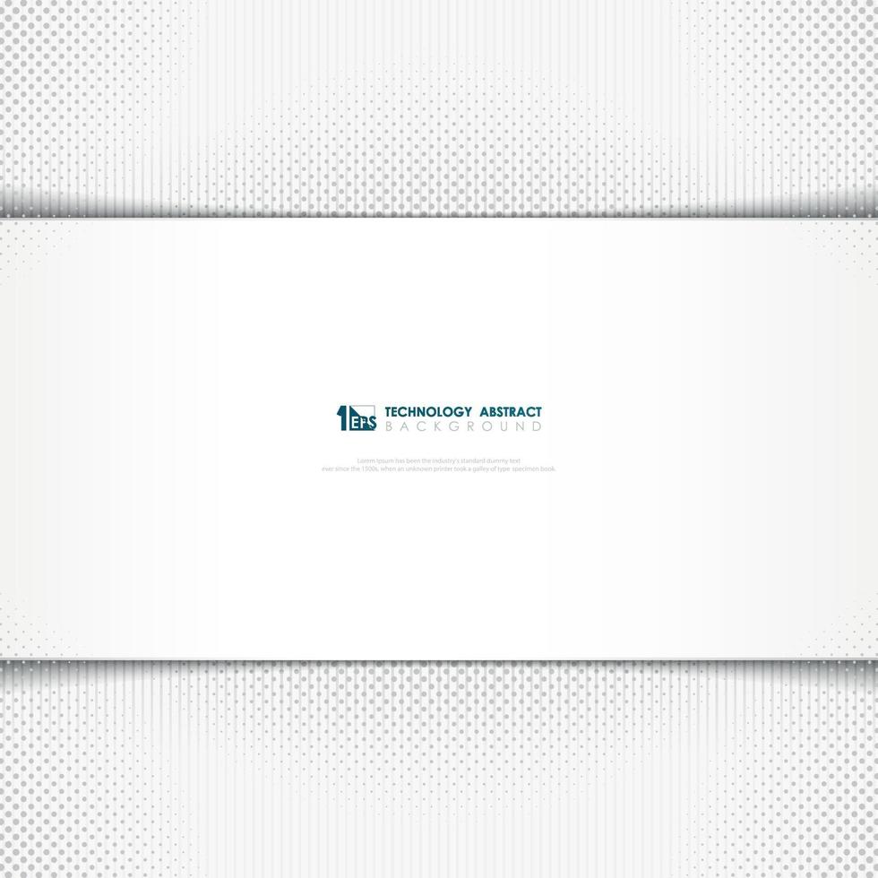 Abstract halftone gray dot pattern on paper cut cover template design. vector