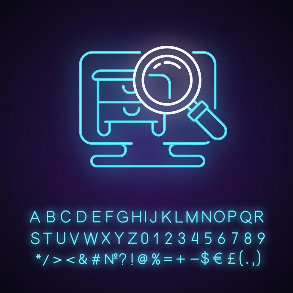 Hidden object game neon light icon vector