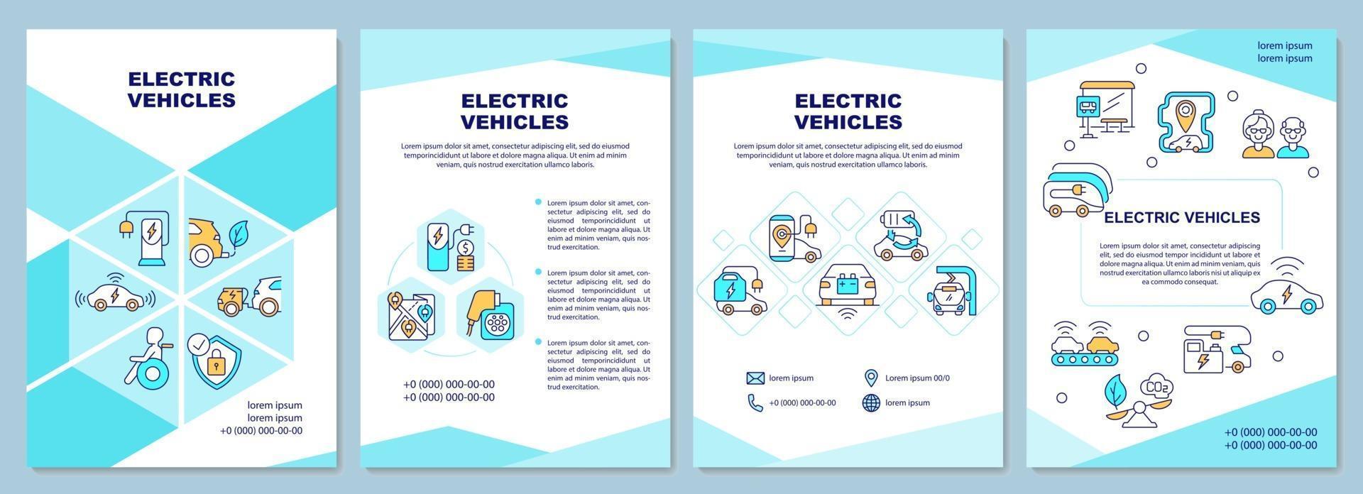 Electric vehicle demonstration brochure template. vector