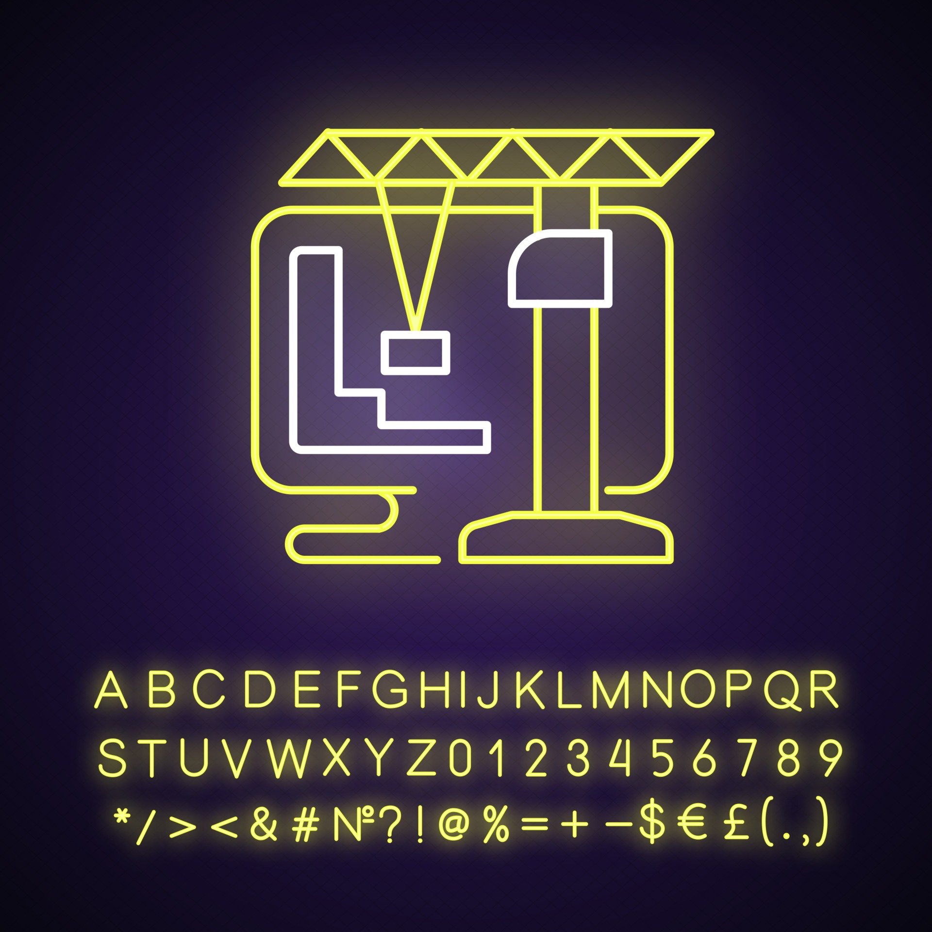 Construction and management simulation game neon light icon 3066109