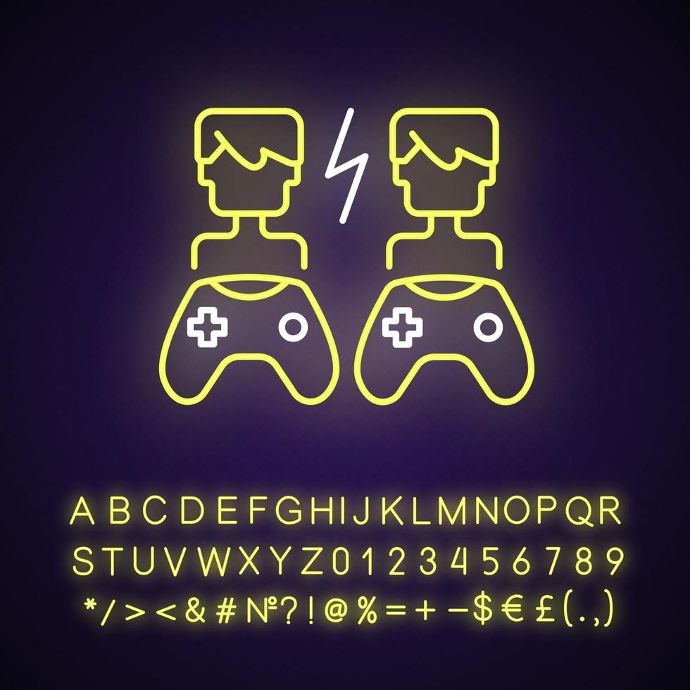 Player versus player games neon light icon vector