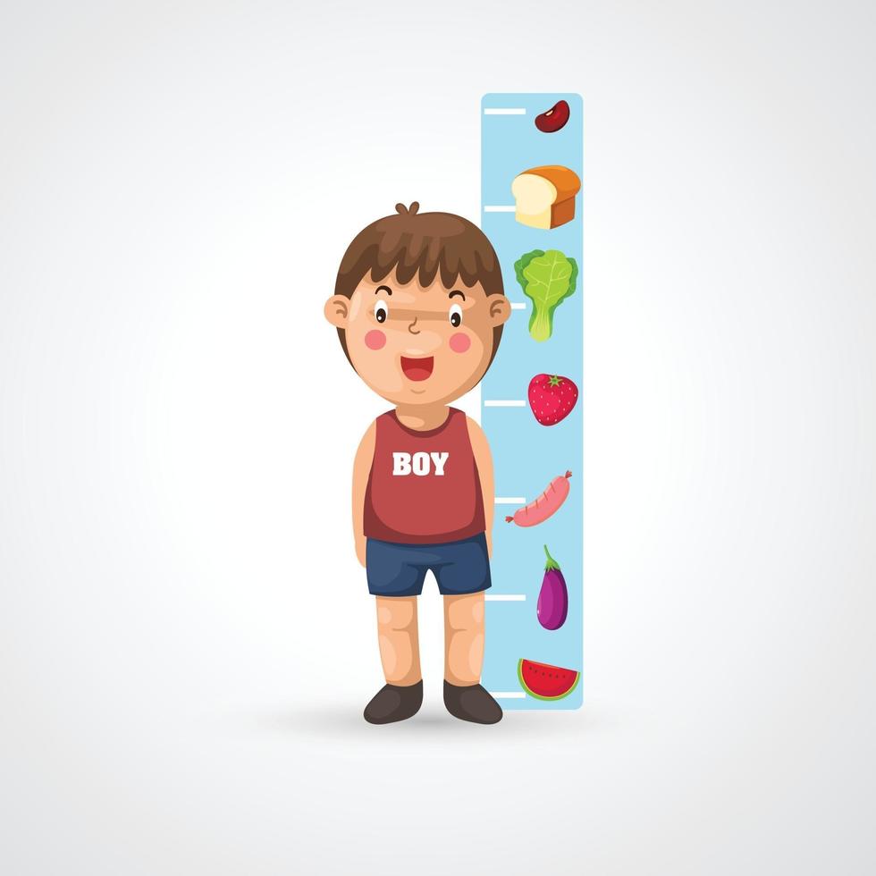 Illustration of isolated girl growing tall and measuring vector