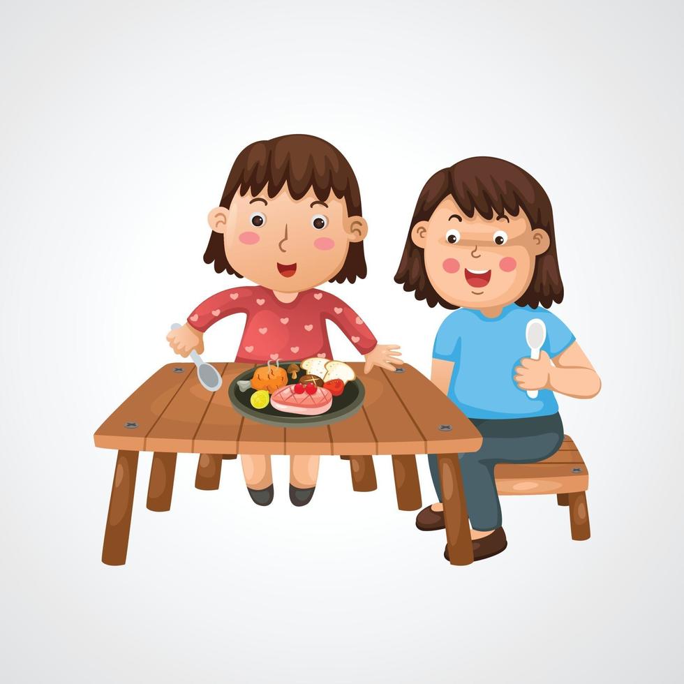 Illustration of isolated mom and kid vector