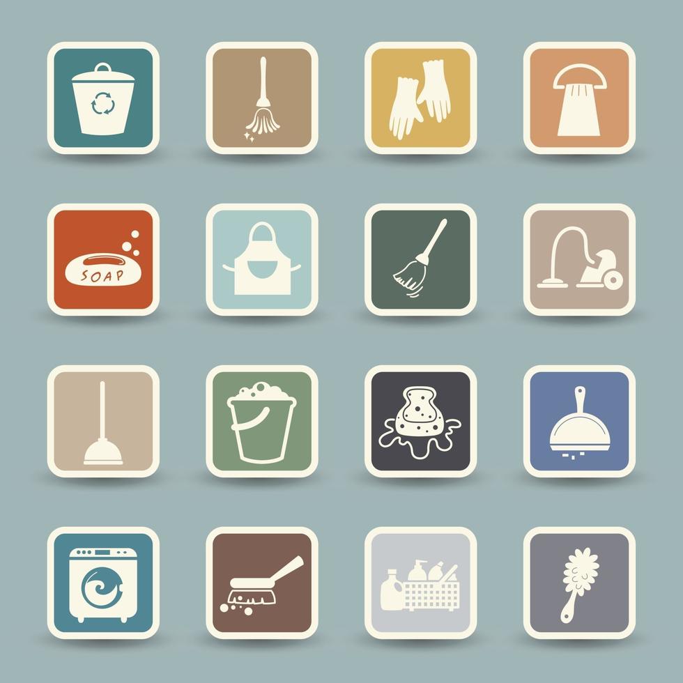 Cleaning icons isolated on white background vector