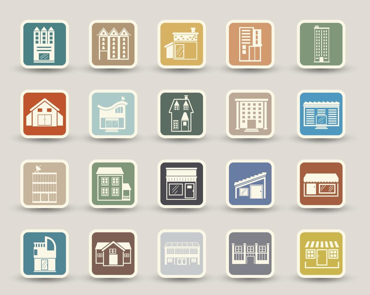 Building Icons isolated on  background vector