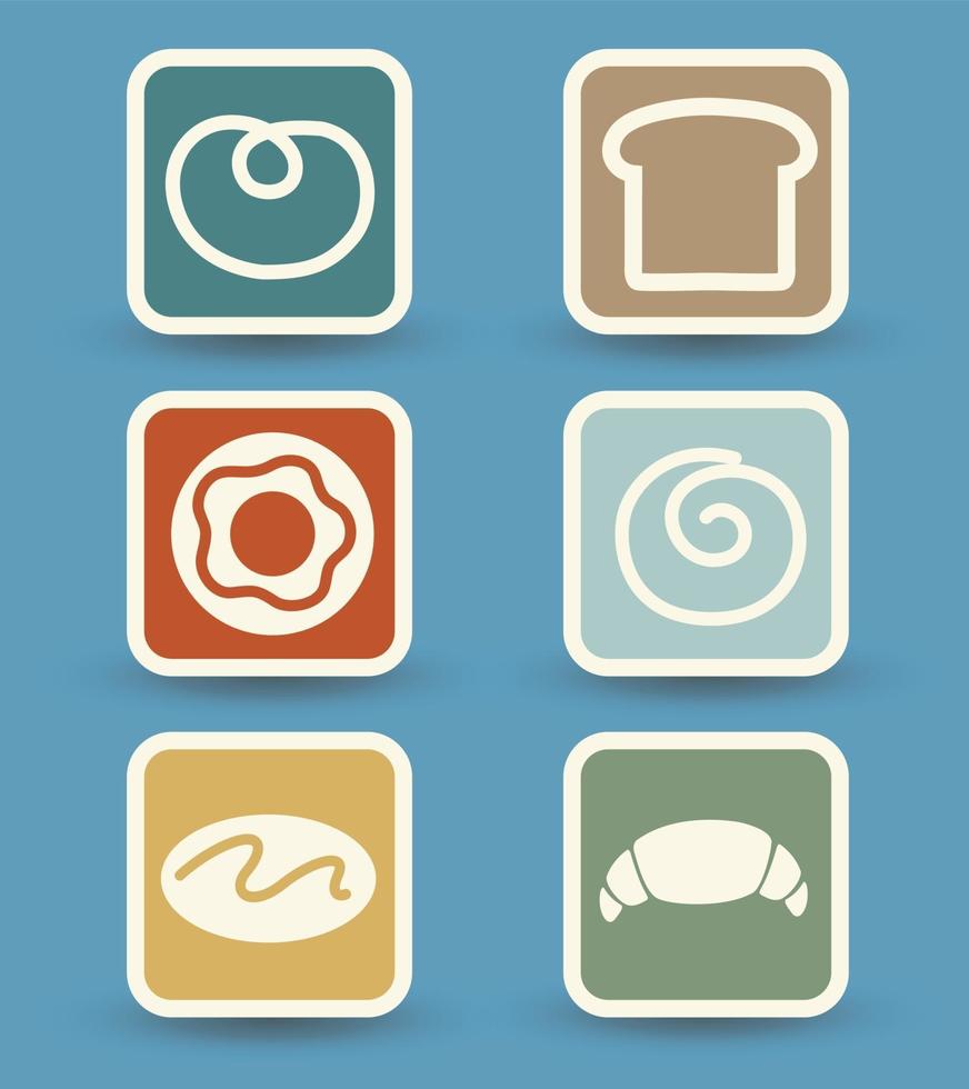 Bread icons set isolated on background vector