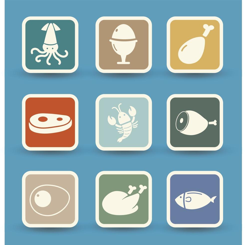 iconos de comida aislados en el fondo vector