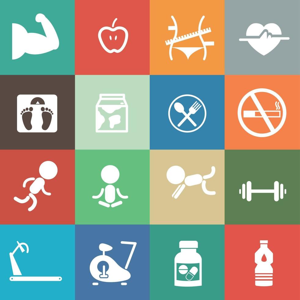 iconos de fitness establecer ilustración vector