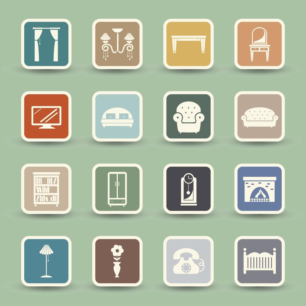 iconos de muebles set illusration vector