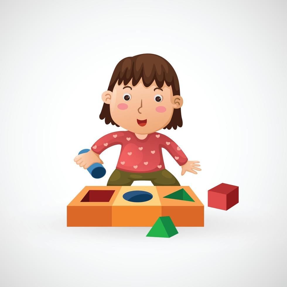 Ilustración de niños aislados juegan con juguetes vector