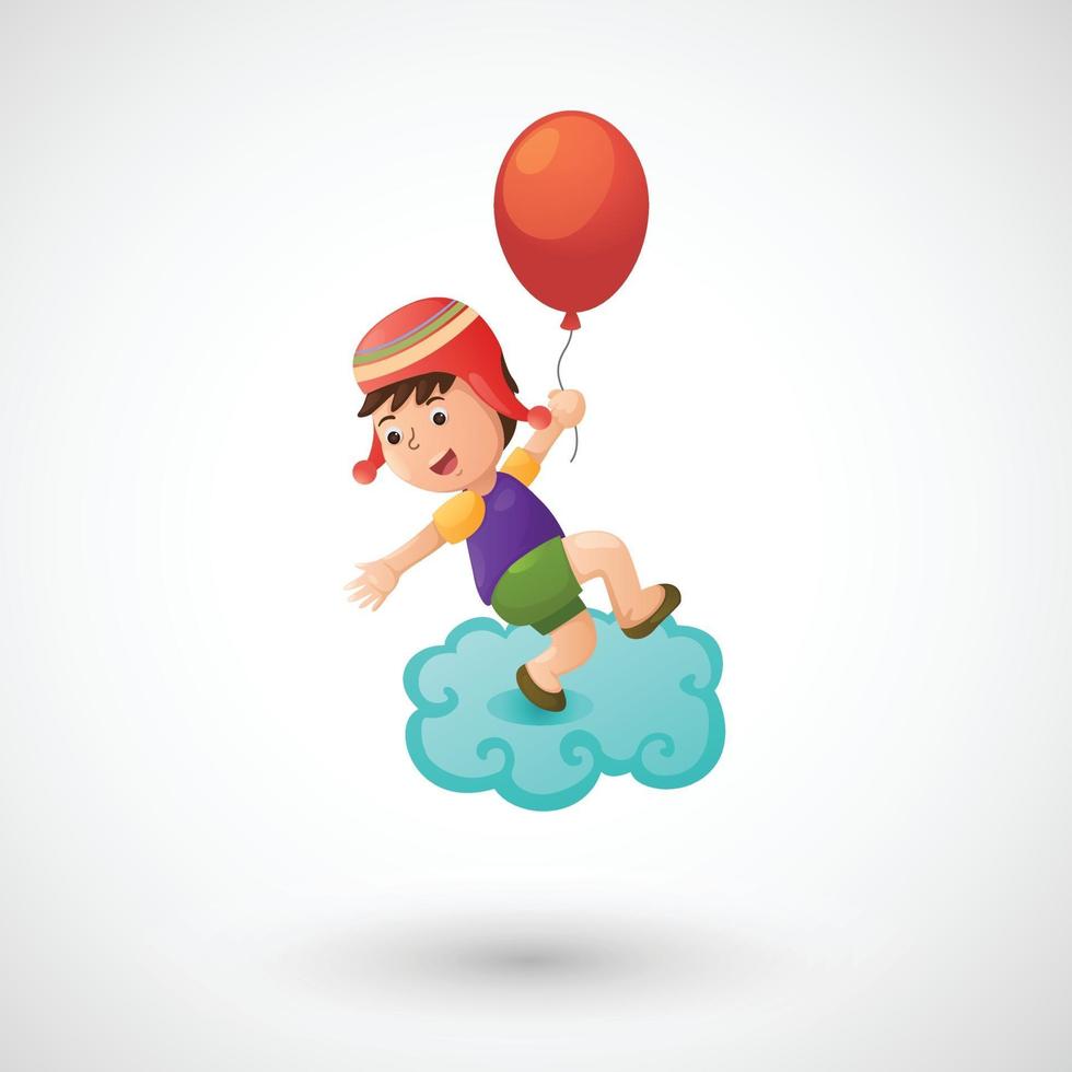 Illustration of isolated child boy with balloon vector