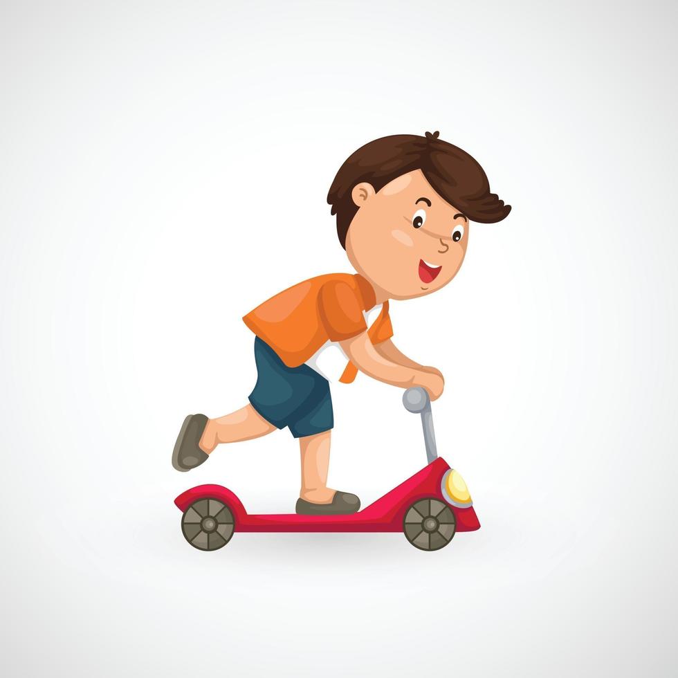 Ilustración de niño aislado en scooter vector