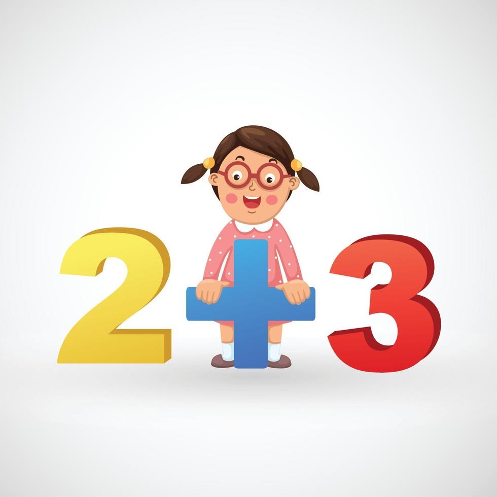 Illustration of isolated a girl with the numbers vector