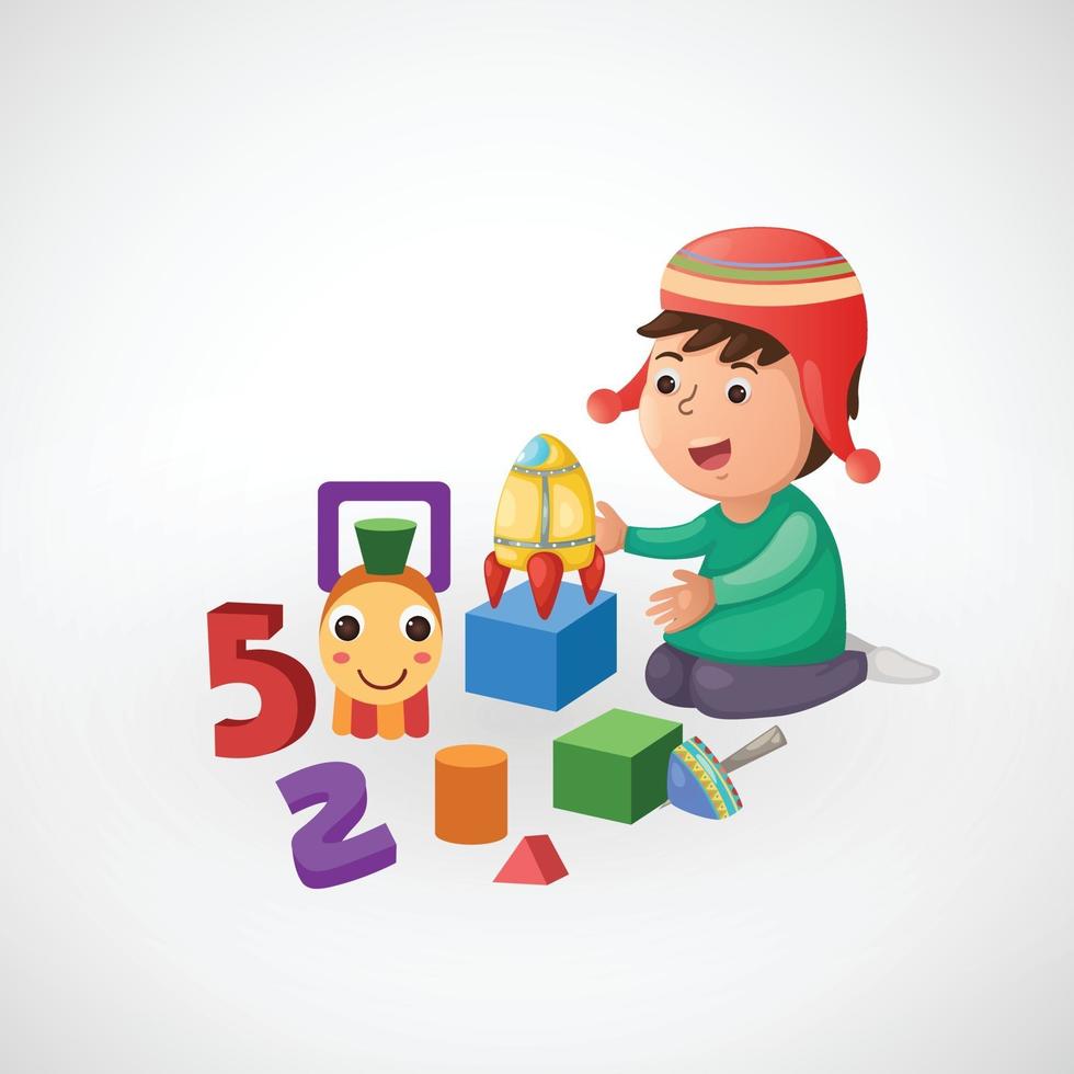 Illustration of isolated children play with toy vector
