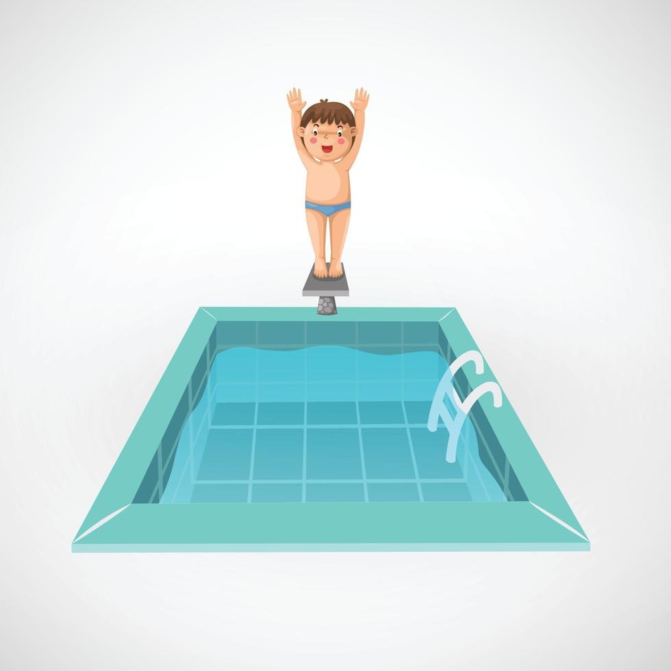 Illustration of isolated boy and a swimming pool vector