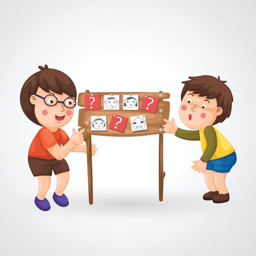 Illustration of isolated children doing homework vector