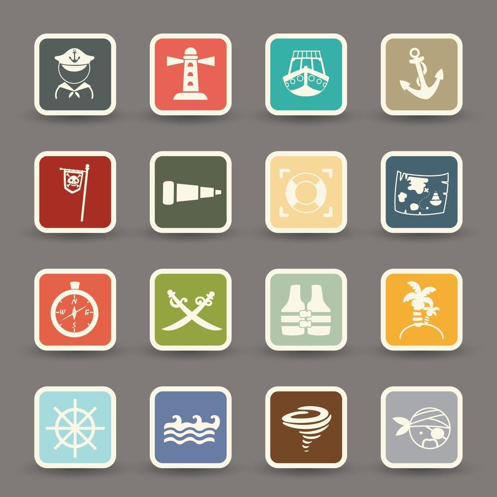 Pirates icons set vector