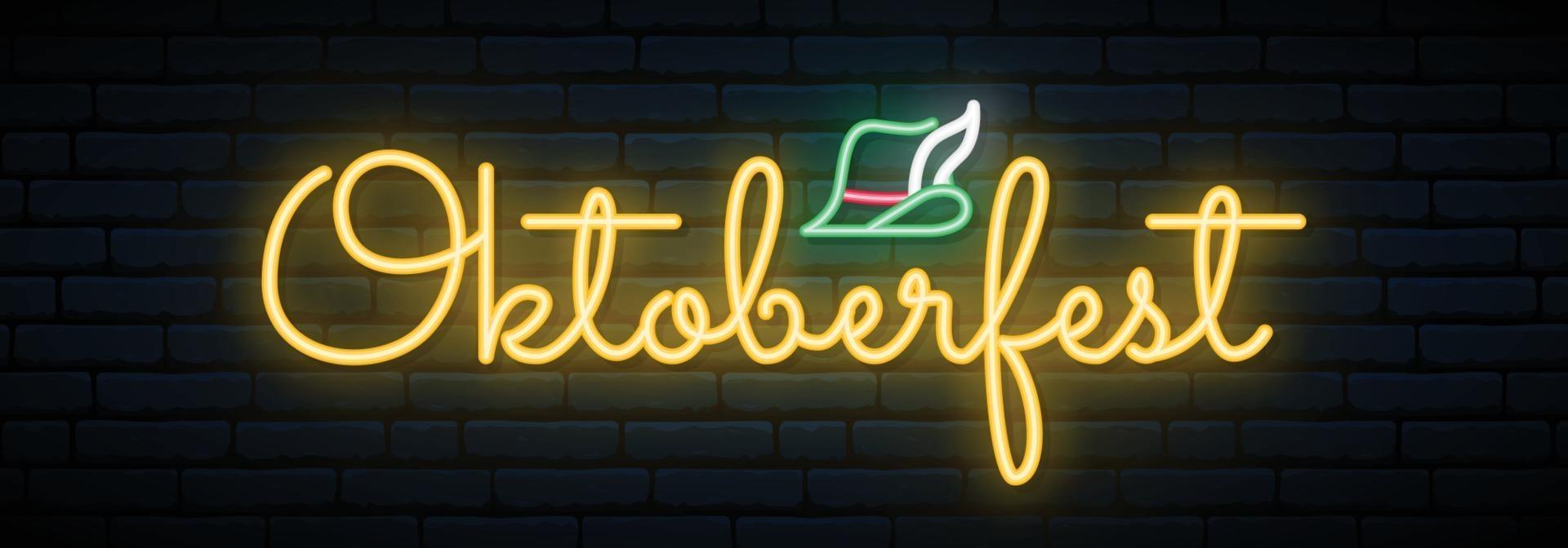 Oktoberfest neon signboard. vector