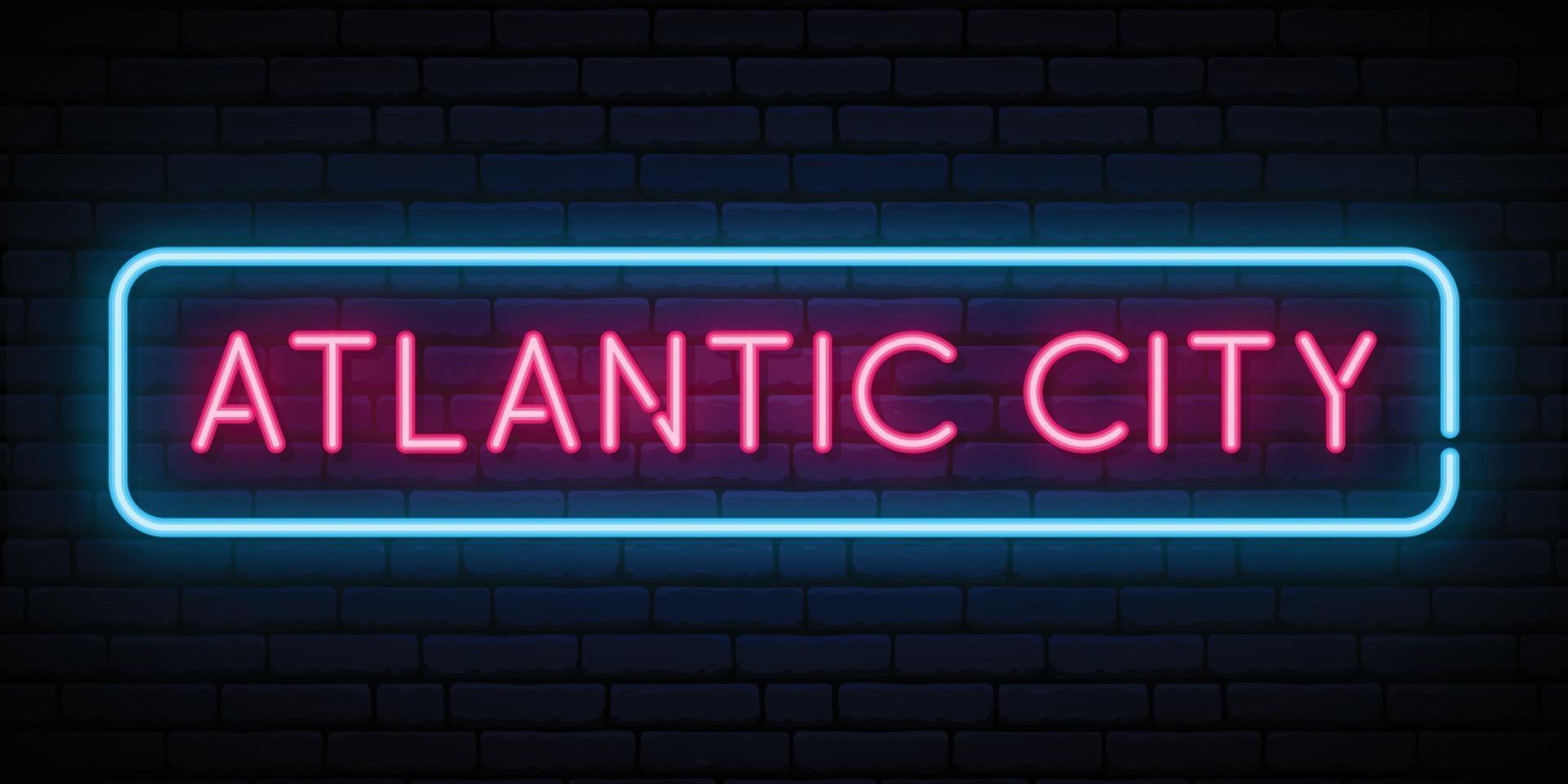 Atlantic city neon sign. vector