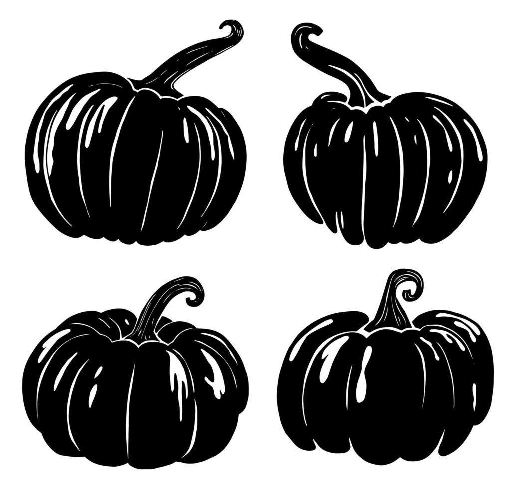 calabazas de silueta de otoño estacional vector