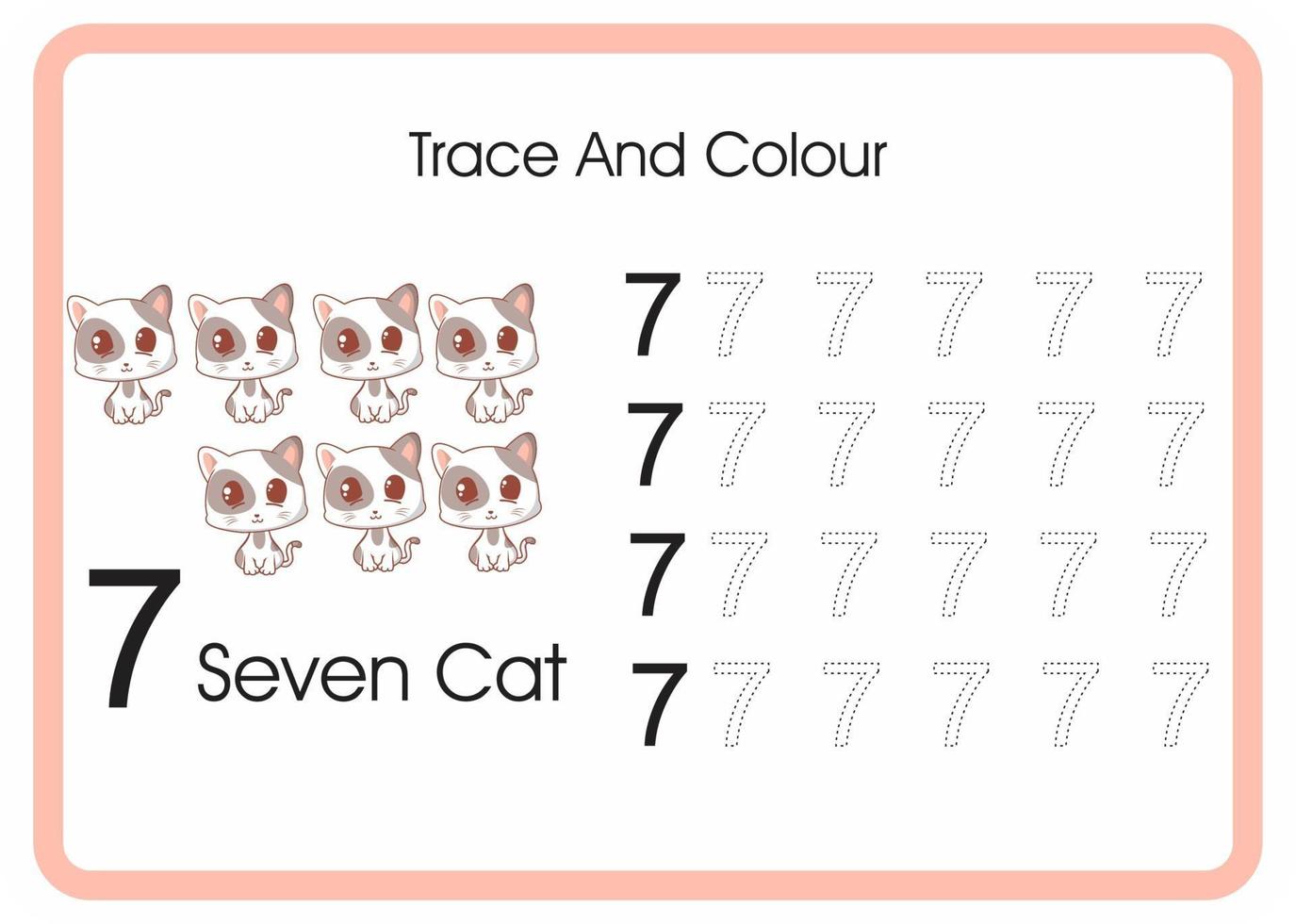 count trace and colour cat number 7 vector