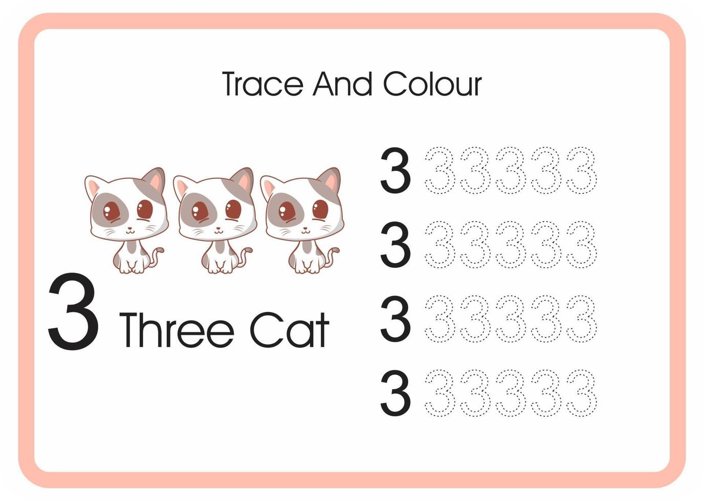 count trace and colour cat number 3 vector