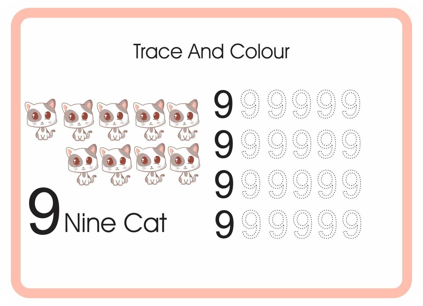 count trace and colour cat vector