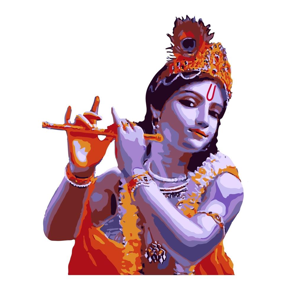 Hindu God Krishna playing the flute vector