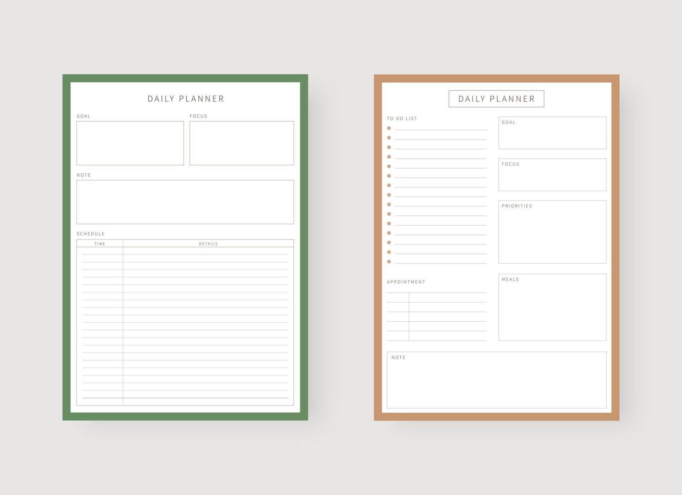 Daily planner template. vector
